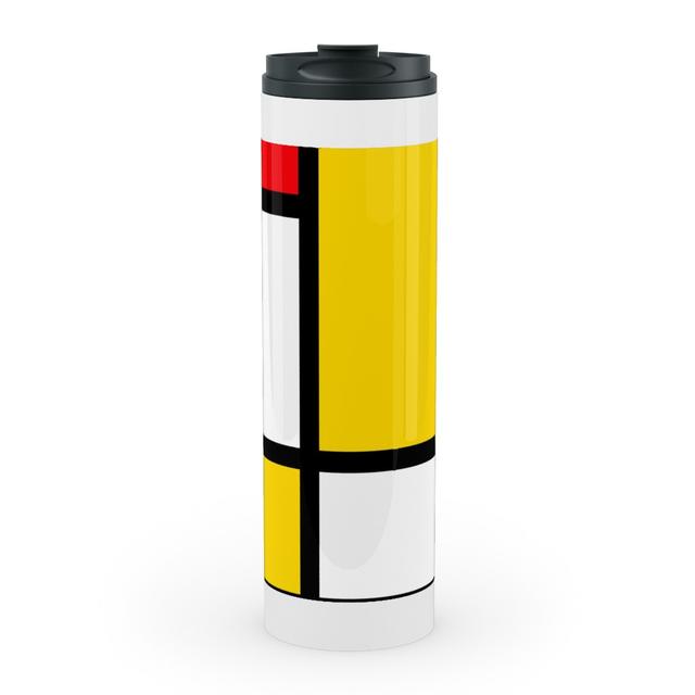Travel Mugs: Mondrian Stainless Mug, White, 20oz, Multicolor