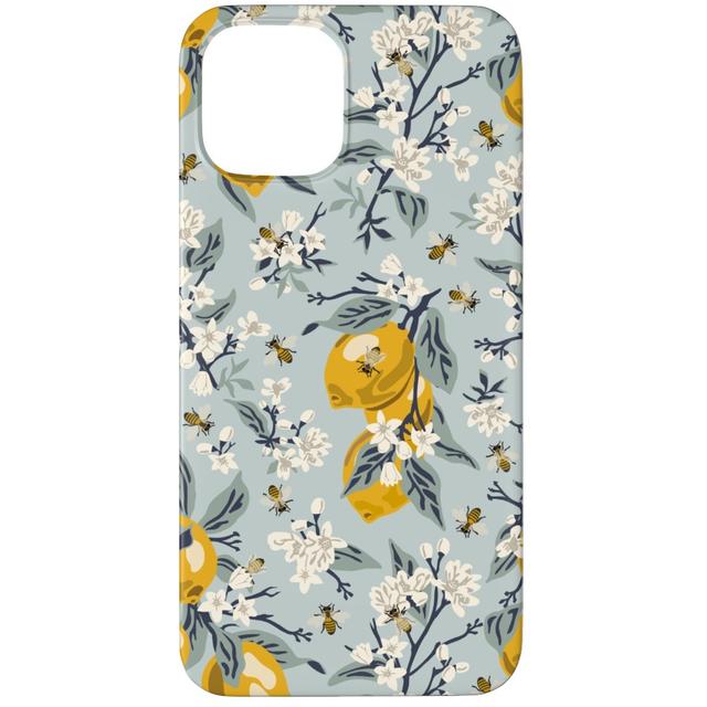 Custom iPhone 11 Pro Cases: Bees, Blossoms & Lemons - Blue, Silicone Liner Case, Matte Finish, Blue, True Blue