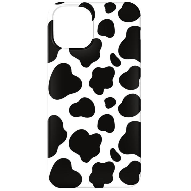 Custom iPhone 12 Cases: Cow Spots Pattern - Black on White, Silicone Liner Case, Matte Finish, Black