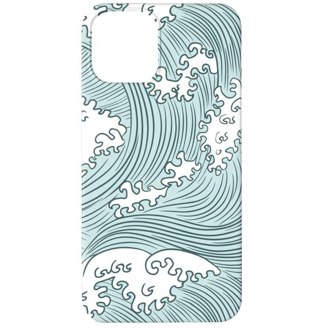Custom iPhone 12 Cases: Japanese Waves, Silicone Liner Case, Matte Finish, Blue, True Blue