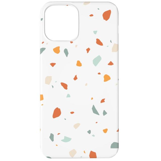 Custom iPhone 12 Cases: Terrazzo - Green and Orange on Cream, Slim Case, Matte Finish, Beige, Pearl