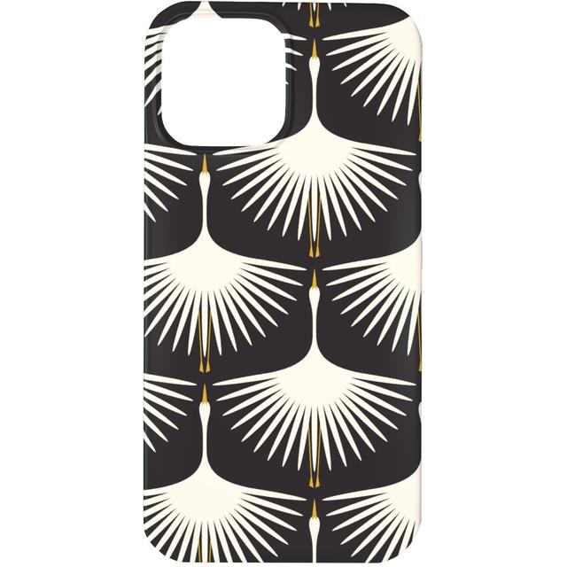 Custom iPhone 13 Pro Cases: Art Deco Swans, Slim Case, Matte Finish, Black, Silhouette