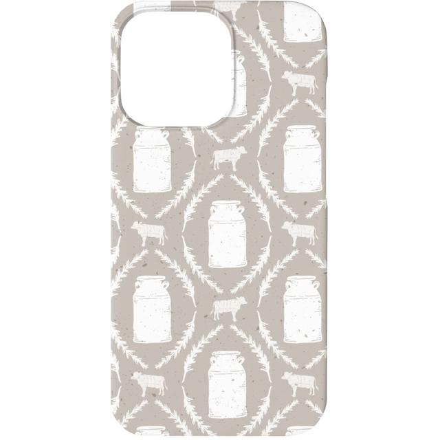 Custom iPhone 13 Cases: Cow and Farm Fresh Milk Jug Stripe - Brown, Slim Case, Matte Finish, Beige, Pearl