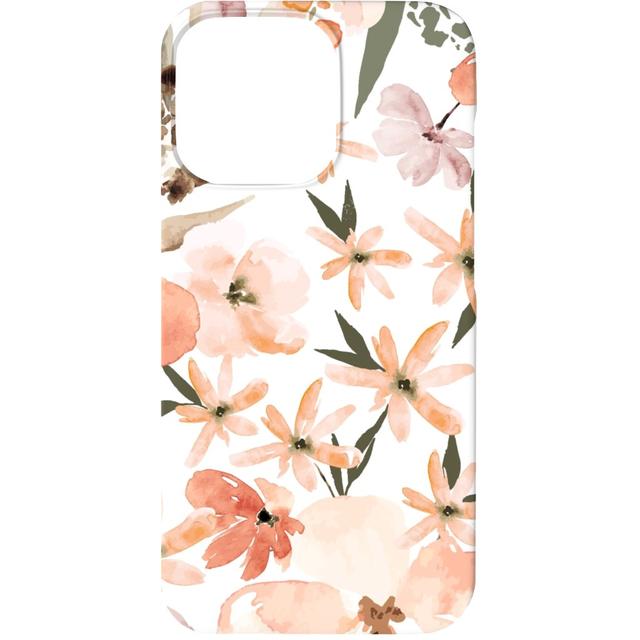 Custom iPhone 13 Cases: Earth Tone Floral Summer in Peach & Apricot, Slim Case, Matte Finish, Pink, Bright Pink