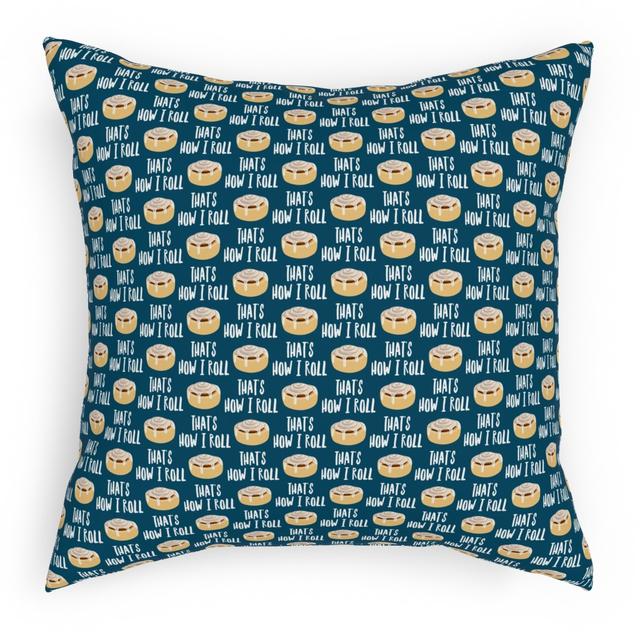 Woven Pillows: Cinnamon Roll - That's How I Roll - Dark Blue, White, 18x18, Double Sided, Blue, True Blue