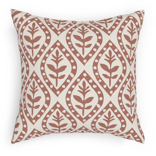 Woven Pillows: Molly's Print - Terracotta, White, 18x18, Double Sided, Brown
