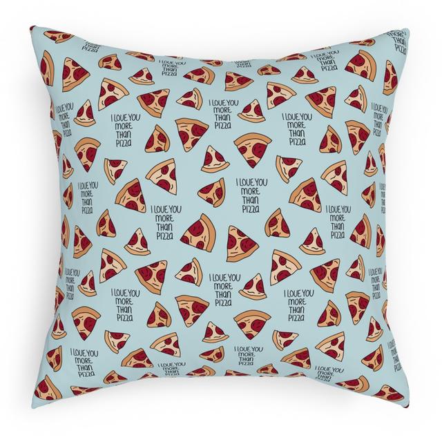 Woven Pillows: I Love You More Than Pizza, White, 18x18, Double Sided, Blue, Coast