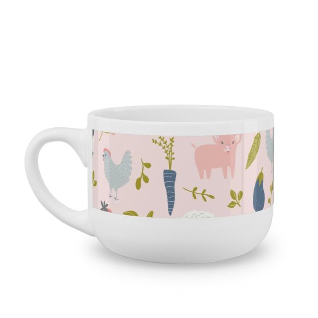 White Latte Mugs: Farm Life - Pink, 25oz, Bright Pink