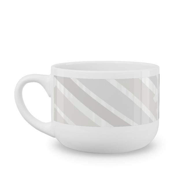 White Latte Mugs: Herringbone Hues Latte Mug, White, 25oz, Gray, Silver Lining