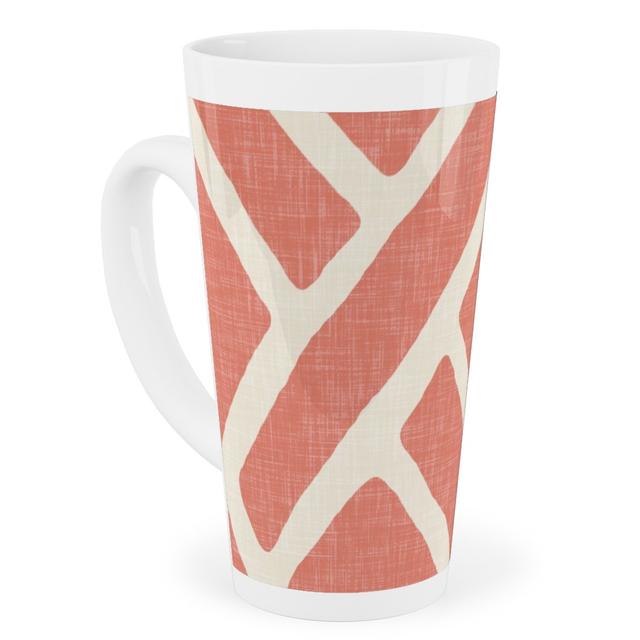 Mugs: Savannah Trellis Tall Latte Mug, 17oz, Pink, Pueblo