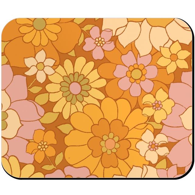 Mouse Pads: Avery Retro Floral, Orange, Tawny