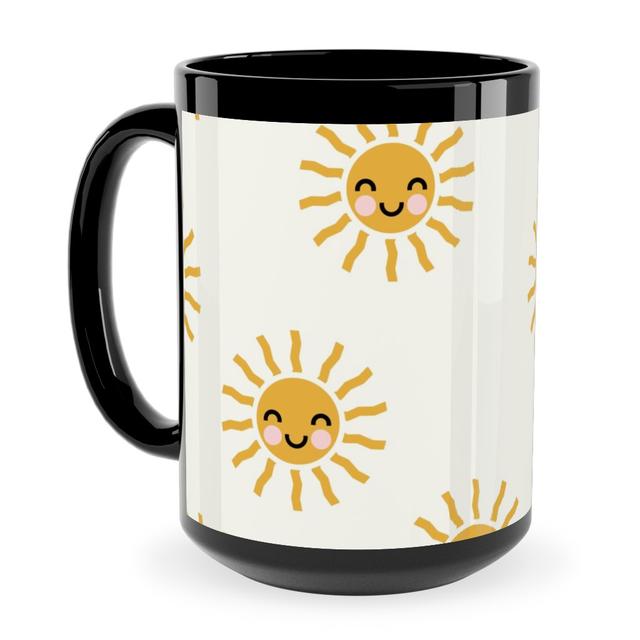 Black Ceramic Mugs: Cute Sunshine - Yellow Ceramic Mug, Black, 15oz, Yellow, Classic Yellow