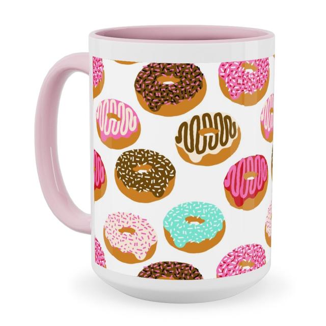 Pink Ceramic Mugs: Donuts - Multicolor Ceramic Mug, Pink, 15oz, Multicolor
