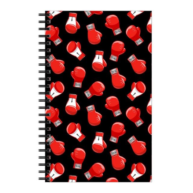 Personalized Notebooks: Boxing Gloves - Red on Black, 5x8, Black
