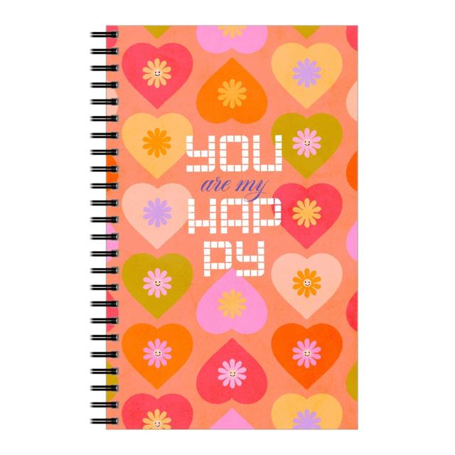 Retro Daisy Heart Orange Lined Journal 5x8 Writing Notebook