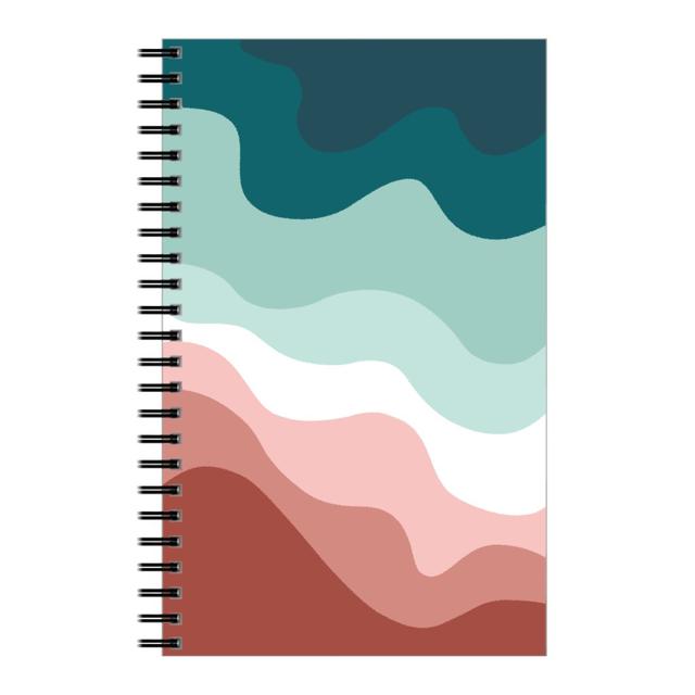 Personalized Notebooks: Retro Abstract Waves, 5x8, Multicolor, Mauve