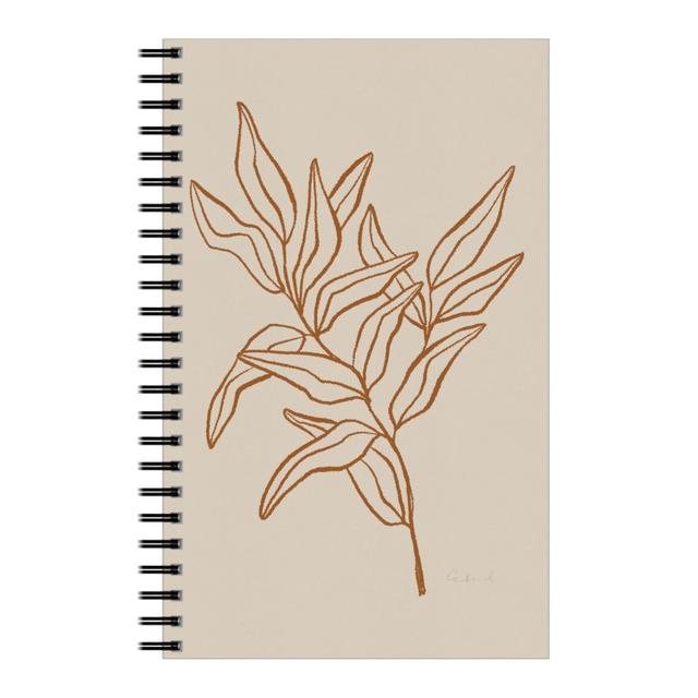 Personalized Notebooks: Botanical Eucalyptus Branch I, 5x8, Beige, Golden