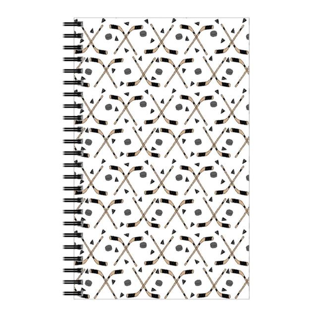 Personalized Notebooks: Hockey Stick and Puck, 5x8, White