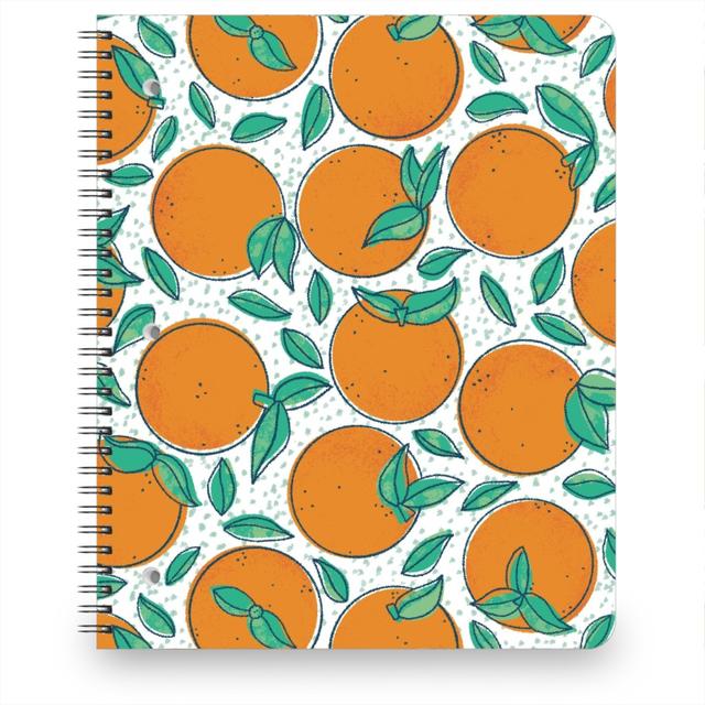 Personalized Notebooks: Oranges With Leaves on White, 8.5x11, Orange