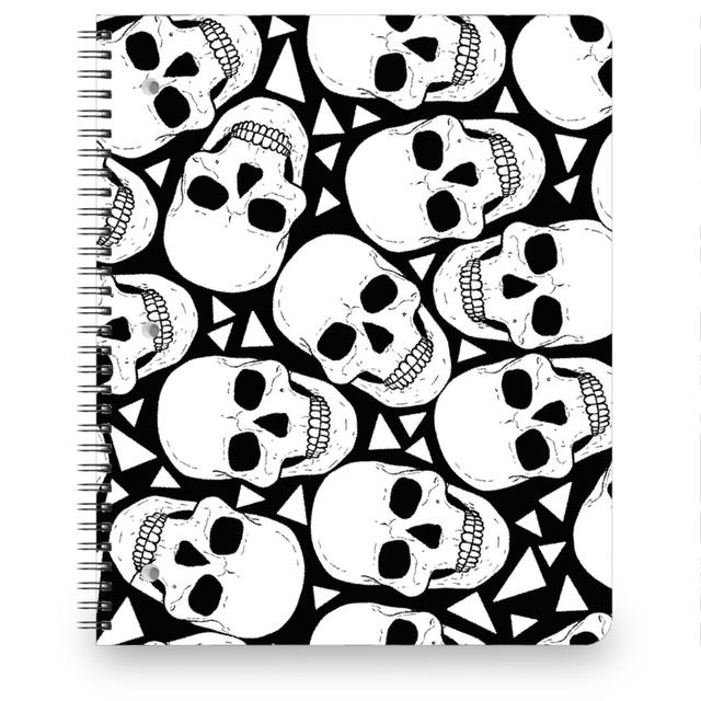 Personalized Notebooks: Skulls With Triangles - Black and White, 8.5x11, White