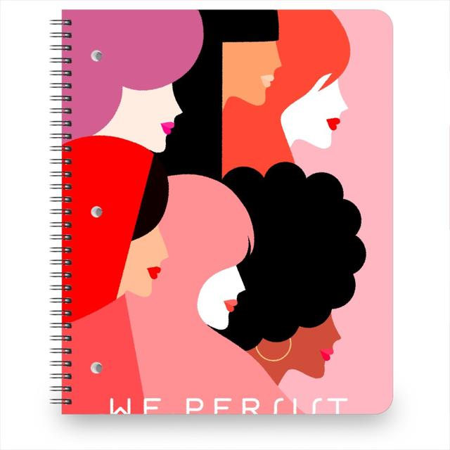 Girl Power Personalized Notebook with Coral Pink We Persist Design