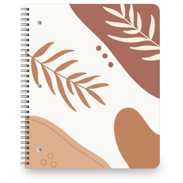 Personalized Notebooks: Fern Leaves and Abstract Shapes - Earth Tones, 8.5x11, Orange