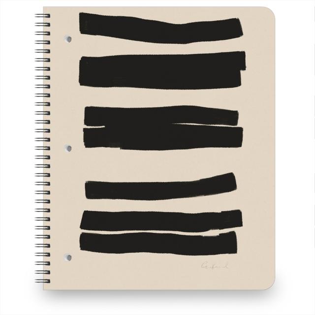 Personalized Notebooks: Abstract Bold Stripes I, 8.5x11, Black, Wheat