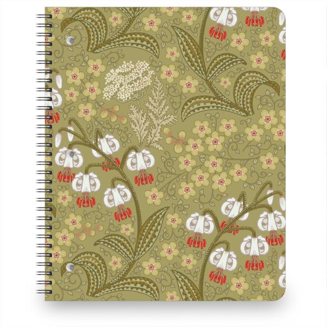 Personalized Notebooks: White Martagon Lilies - Olive, 8.5x11, Green, Classic Green