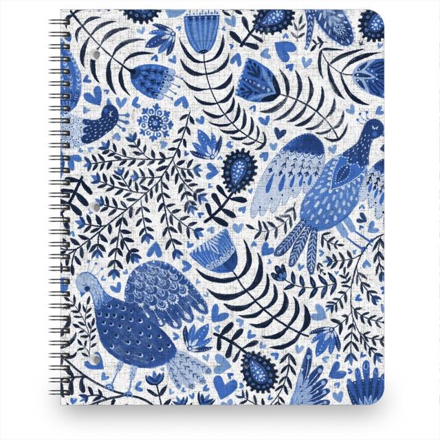 Personalized Notebooks: Scandinavian Birds - Indigo Blue, 8.5x11, Blue, True Blue