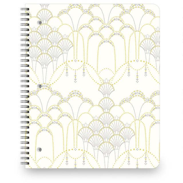 Personalized Notebooks: Deco Lace, 8.5x11, White, Antique White