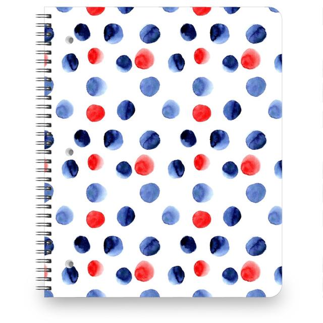 Personalized Notebooks: Red and Blue Watercolor Dots, 8.5x11, Blue, True Blue