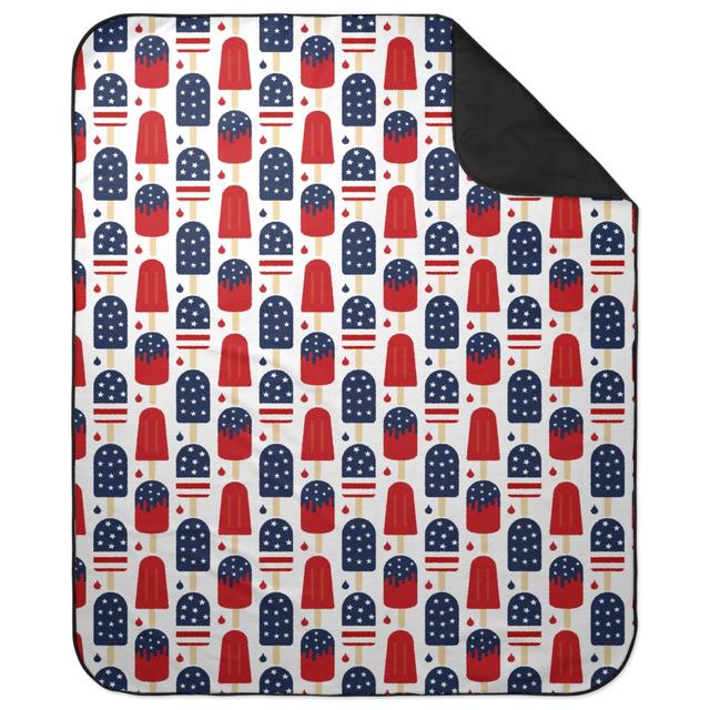Picnic Blankets: Patriotic Popsicles - Red, White and Blue Picnic Blanket, Multicolor