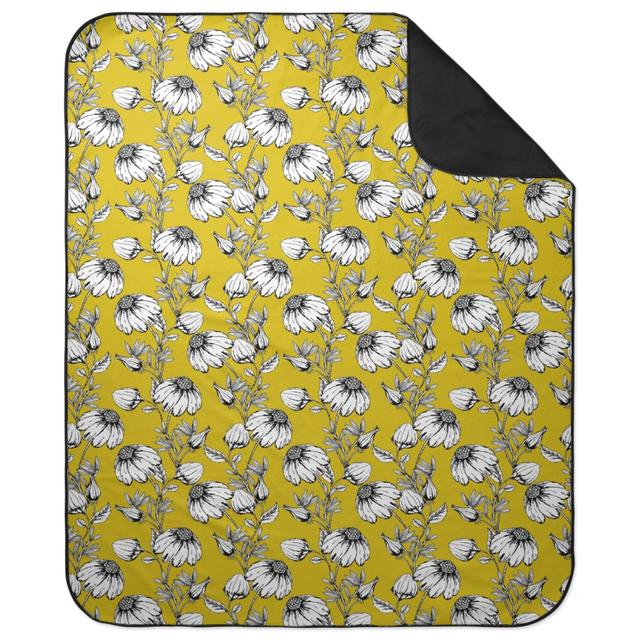 Picnic Blankets: Bloom Floral - Yellow Picnic Blanket, Yellow, Classic Yellow