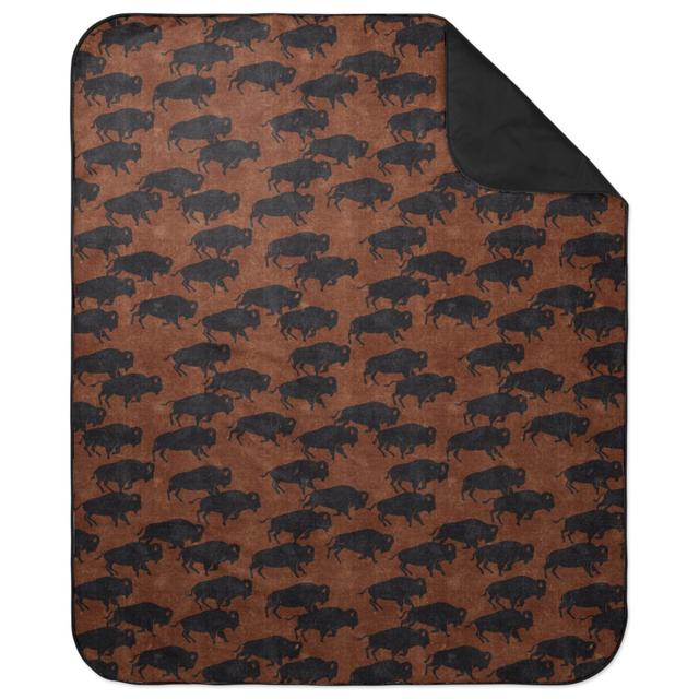 Picnic Blankets: Bison Stampede - Inkwell on Brandywine Picnic Blanket, Brown