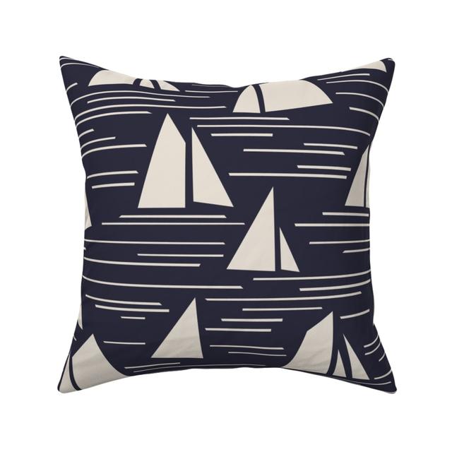 Woven Pillows: Nantucket Summer Block Print, Black, 16x16, Single Sided, Blue, True Blue