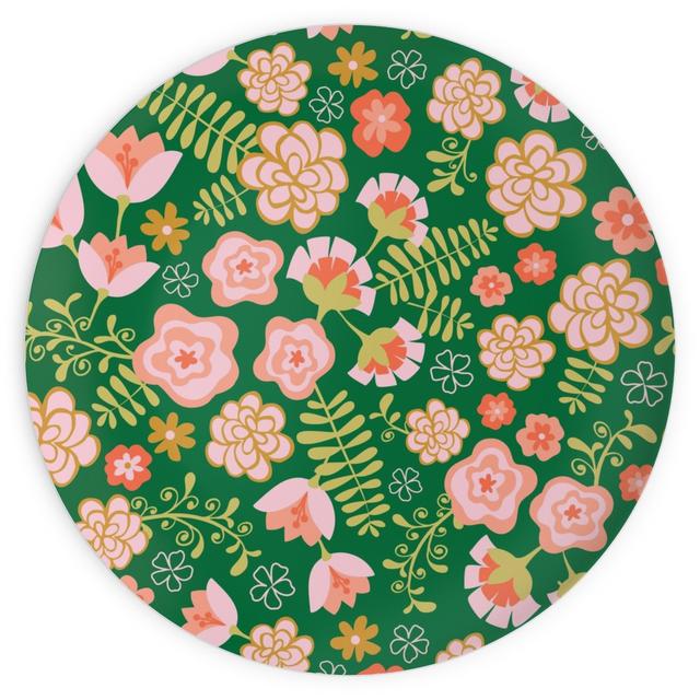 Plates: Fiesta Flowers - Green, 10x10, Green, Classic Green