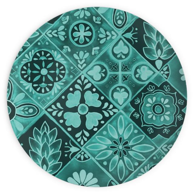 Plates: Watercolor Talavera Tiles, 10x10, Green, Classic Green