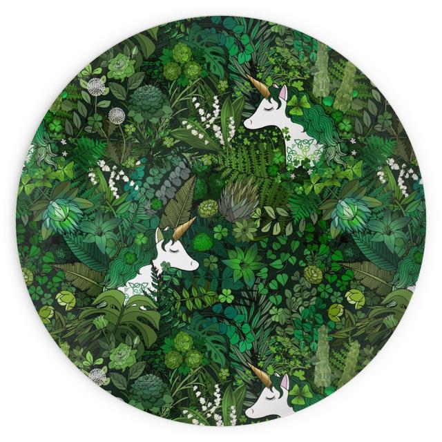 Plates: Irish Unicorn in a Green Garden, 10x10, Green, Classic Green