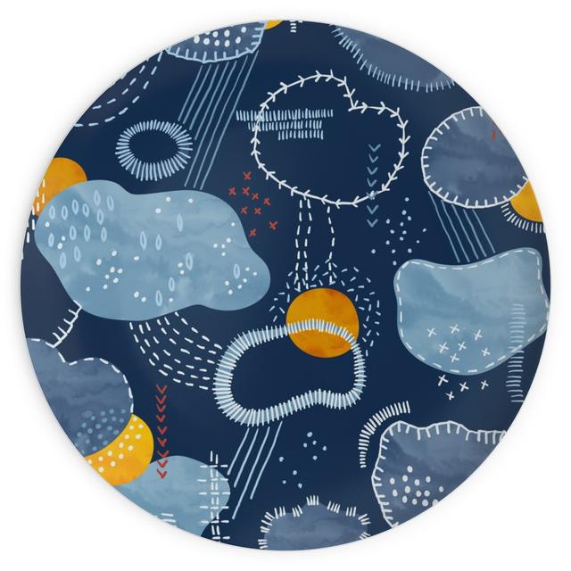 Plates: Shashiko Spring Clouds - Blue, 10x10, Blue, True Blue