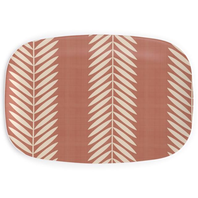 Serving Platters: Laurel Leaf Stripe, Pink, Nutmeg