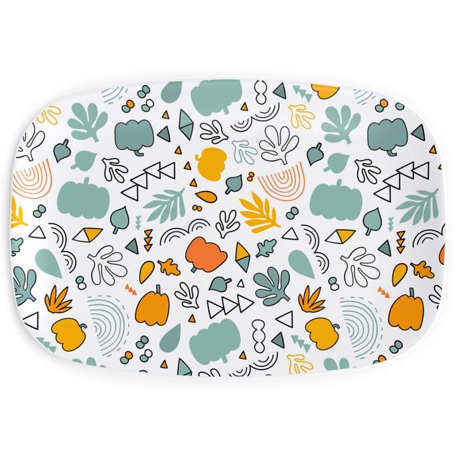 Serving Platters: Autumn Harvest Vegetables With Doodles - Light, Multicolor
