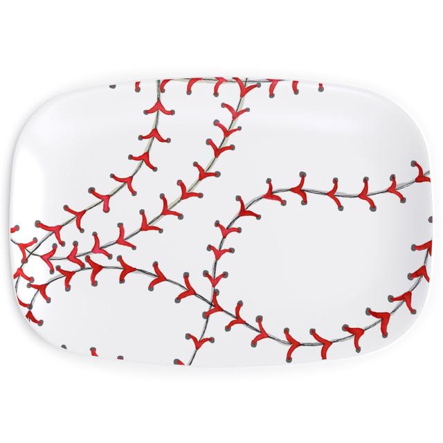 Serving Platters: Baseball Seams, White