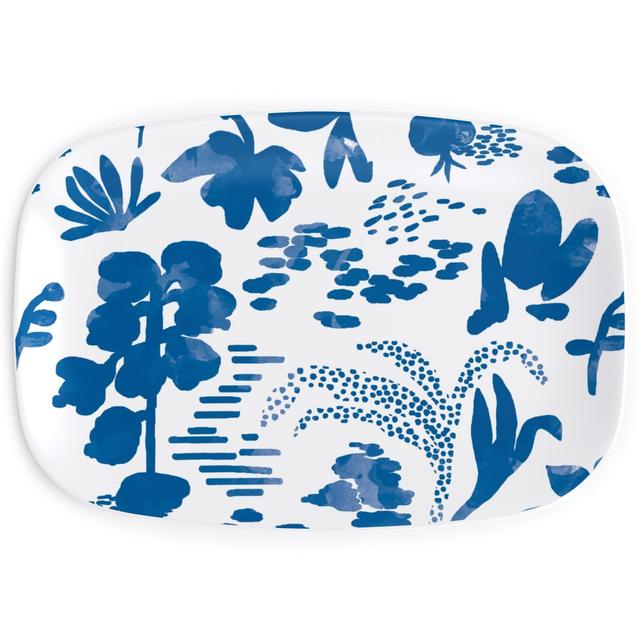 Serving Platters: Blue and White Garden, Blue, True Blue