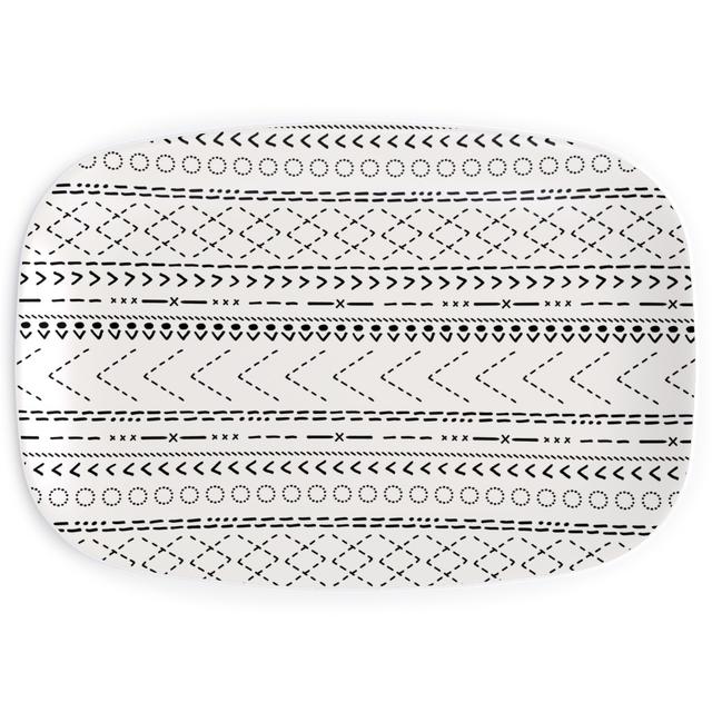 Serving Platters: Minimal Mudcloth Bohemian - Light, Beige, Pearl