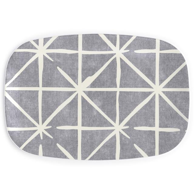Serving Platters: Geometric Triangles - Distressed - Grey, Gray