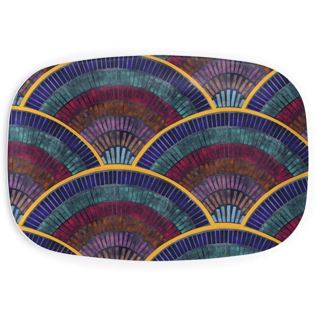 Serving Platters: Moody Art Deco Tile - Dark, Multicolor