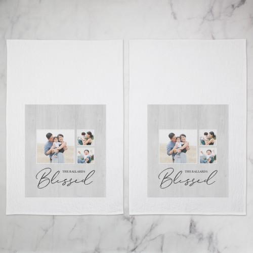 Tea Towels: Blessed Weathered Wood, Set of 2, Gray