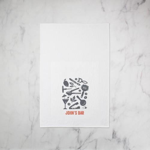 Tea Towels: Bar Tools, Set of 1, Gray, charcoal