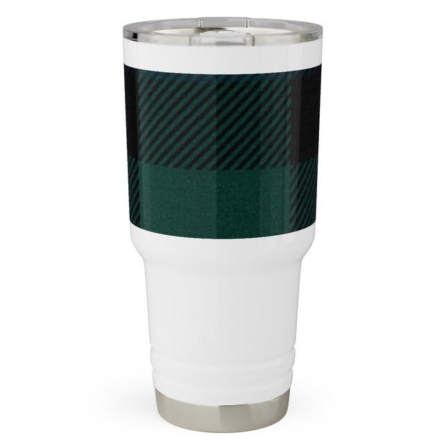 Travel Tumblers: Blackwatch Tartan - Black, 30oz, Black