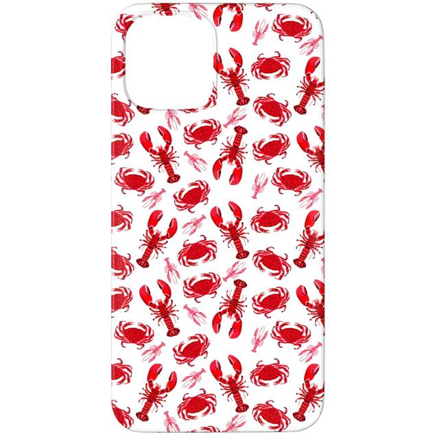 Custom iPhone 11 Pro Cases: Crabs and Lobsters - Red Crustaceans on White, Slim Case, Matte Finish, Red